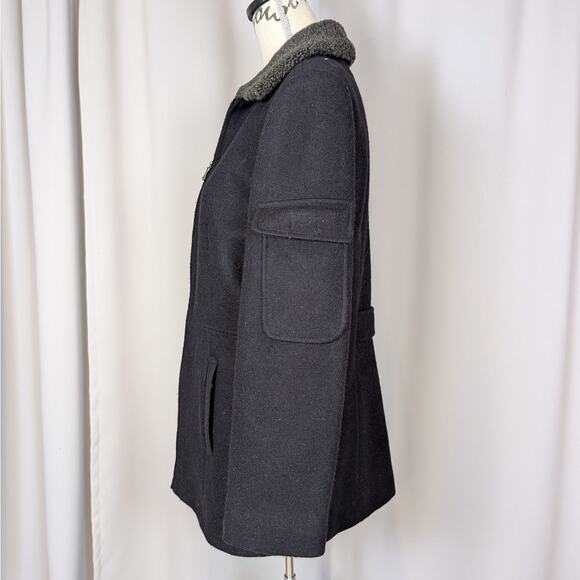 Mario De Pinto MDP Wool Blend Over Coat Sherpa Collar Black Medium - Picture 14 of 15